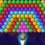 descriptive alt text: Bubble Shooter Pop game screen showing colorful bubbles and gameplay.