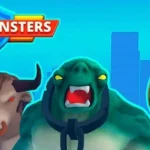 alt text describing image content: A screenshot of Heli Monsters gameplay showing the player character in a helicopter shooting at monsters