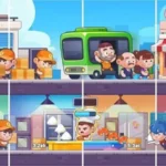 Alt text: Idle Restaurant Tycoon gameplay screenshot showing the restaurant interior and interface.