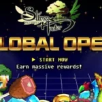 descriptive alt text: Slime Hunter game title screen showing the main character